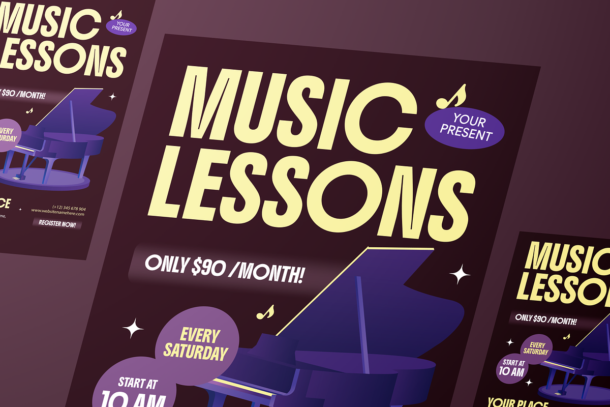 Music Lessons Flyer Set, a Flyer Template by Annora Studio (Photo 6 of 6)