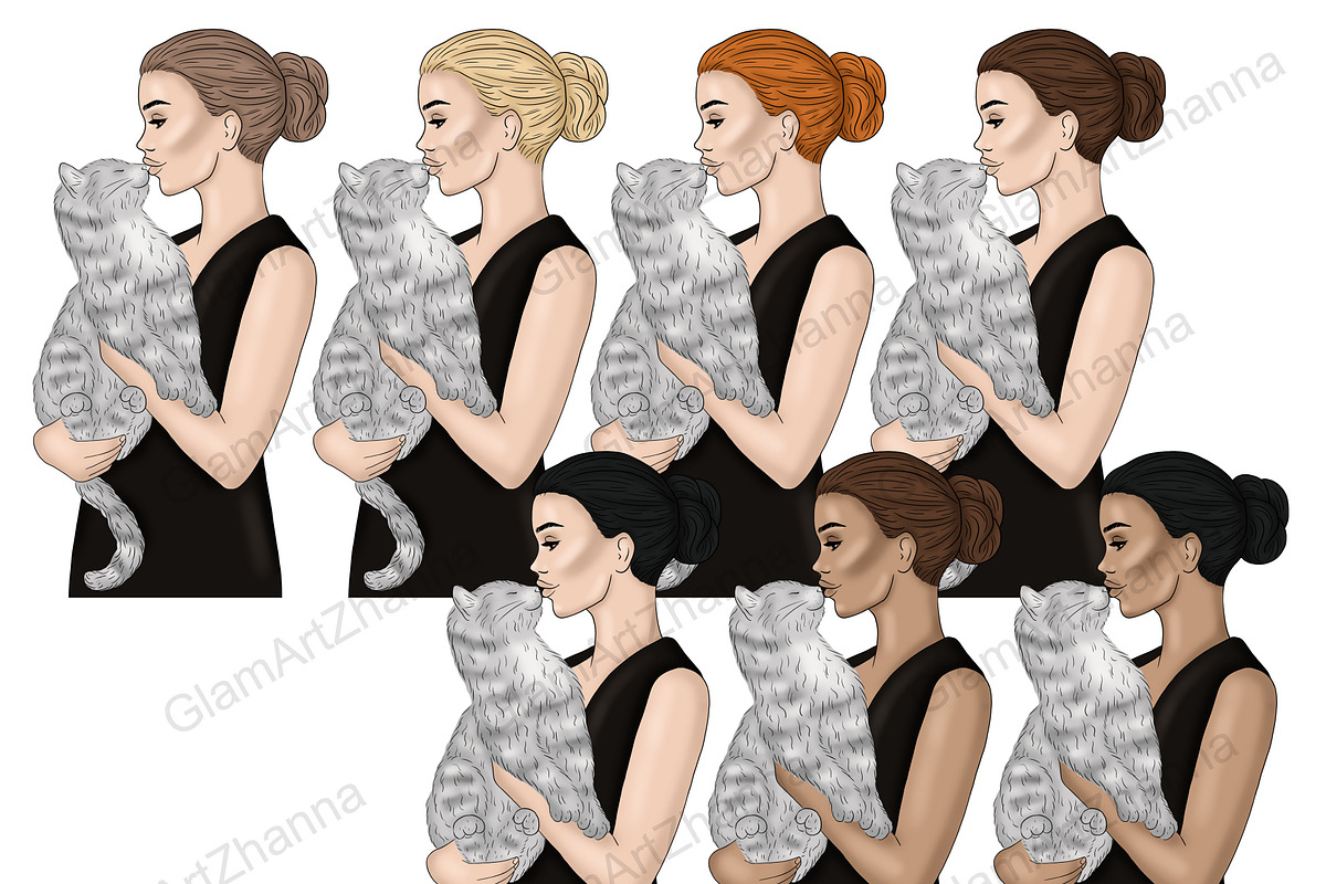 Pets Girls Clipart, a Person Illustration by GlamArtZhanna (Photo 6 of 7)