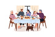 People eating at festive table set, a Person Illustration by PaperTrident (Thumbnail 4 of 13)