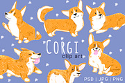 Handdrawn Corgi ClipArt set, an Animal Illustration by Ja Polina ArtShop (Thumbnail 1 of 5)