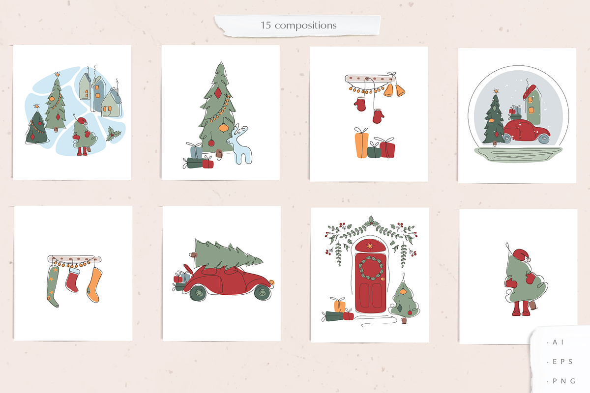Noel hand drawn Christmas set, a Decorative Illustration by brialinas (Photo 6 of 9)