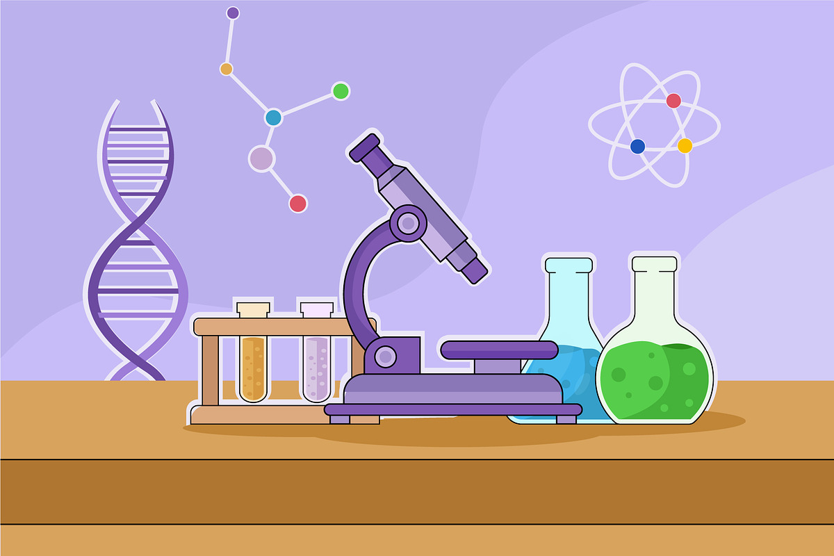Chemical Laboratory equipment vector, an Education Illustration by zyxroun shop