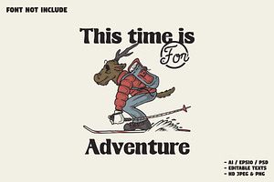 retro skiing deer, a Branding & Logo Template by Judsart