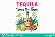 Tequila Helps PNG, Summer PNG, an Illustration by Watercolor design (Thumbnail 1 of 3)
