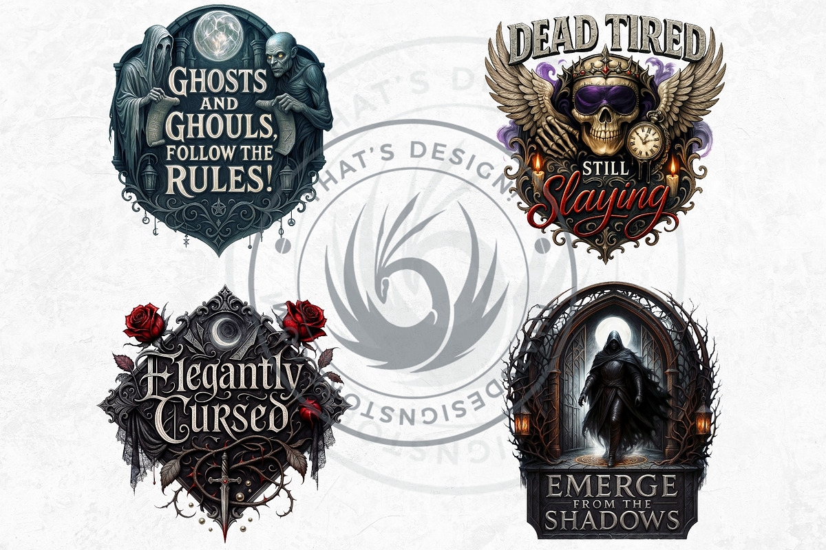 Halloween slogans Clipart V2, a Seasonal Illustration by ThatsDesignArt (Photo 8 of 10)