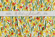Daffodils seamless pattern, a Pattern Graphic by SirenaArt (Thumbnail 1 of 11)