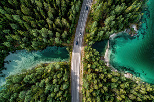 In summer Finland, a winding road, a Photo by Pavel_design