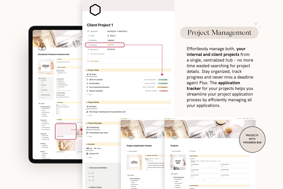 Notion Freelancer Business Planner, a Stationery Template by TheCoastlineStudio (Photo 3 of 10)