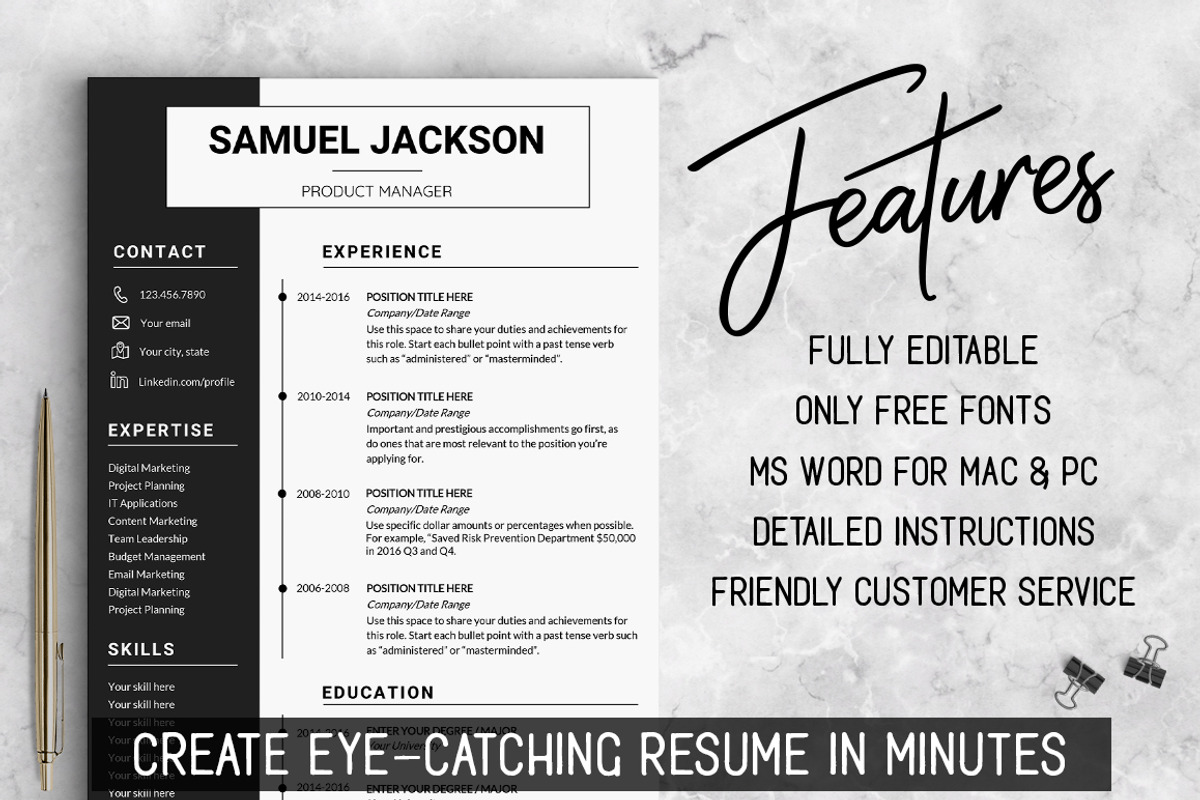 Word Resume Template - CV Design, a Resume Template by LevelUpResume (Photo 2 of 5)