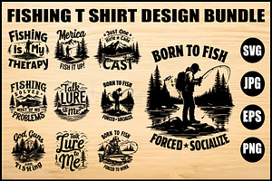 Fishing Quote T-Shirt Bundle, an Object Graphic by Designer_Momina