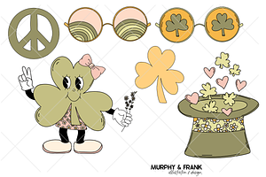 Retro St Patricks Day Groovy Clipart