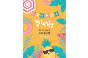summer party card, an Illustration by studiogstock