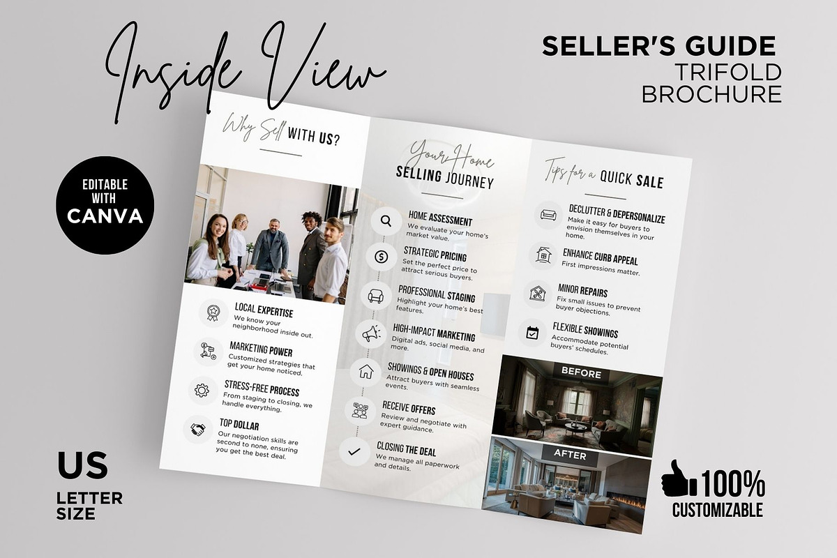 Seller Guide Trifold Brochure Canva, a Brochure Template by CreativeVinesStore (Photo 4 of 6)