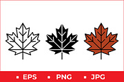 Maple Leaf Vector Icon Graphic Set, a Solid Icon by Artonix (Thumbnail 1 of 2)