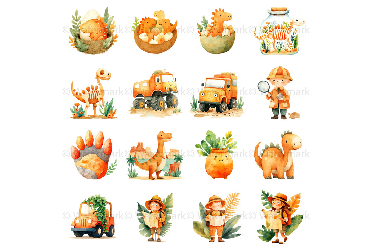 Cute Dinosaur Clipart + Patterns, an Animal Illustration by Nicole Branger Art (Photo 10 of 27)