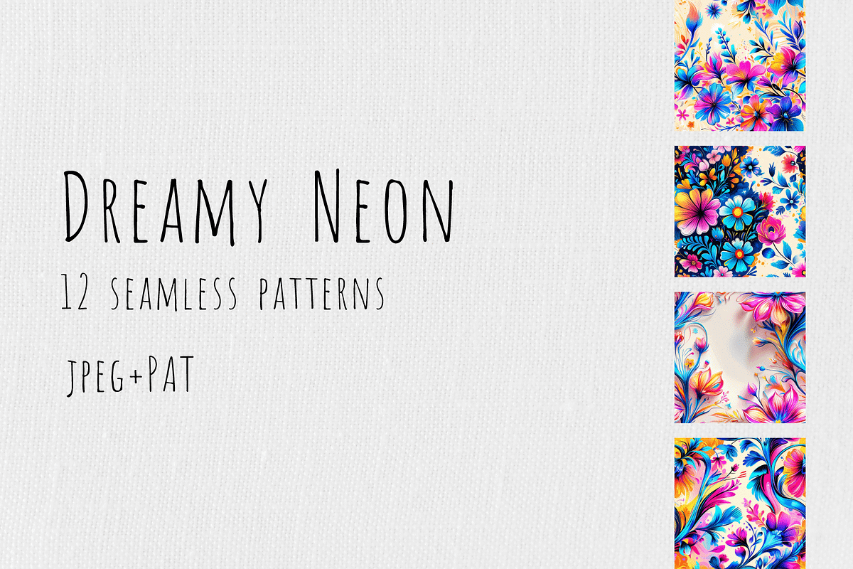 Dreamy Neon Floral Patterns, a Pattern Graphic by Art Sproot (Photo 1 of 7)
