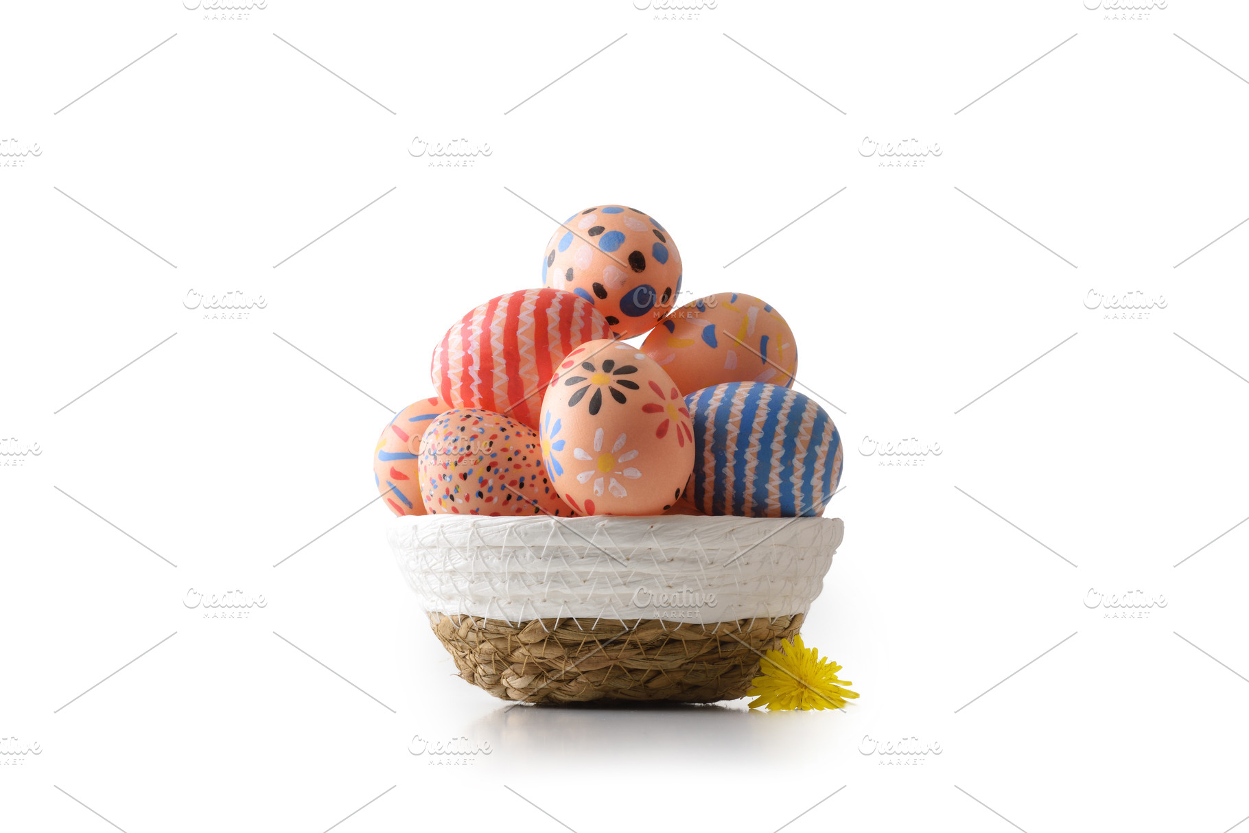 Basket of Colorful Hand-Painted Easter Eggs, a Holiday Photo by Davizro's Market