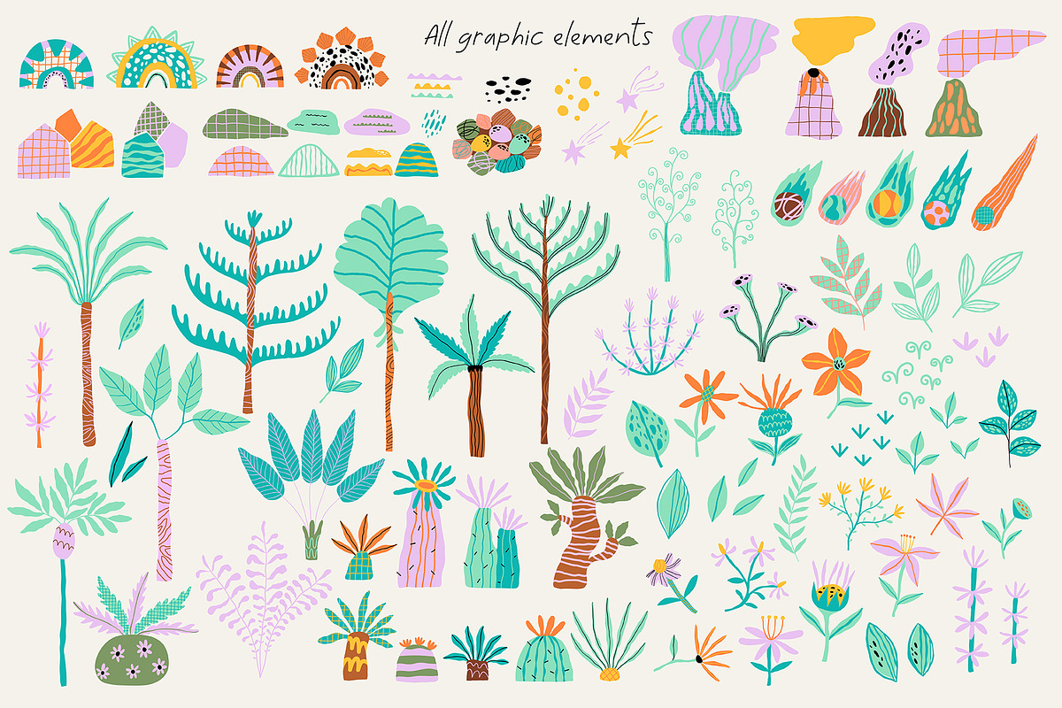 Dino illustration Patterns Posters, an Animal Illustration by OxanaTally (Photo 12 of 14)