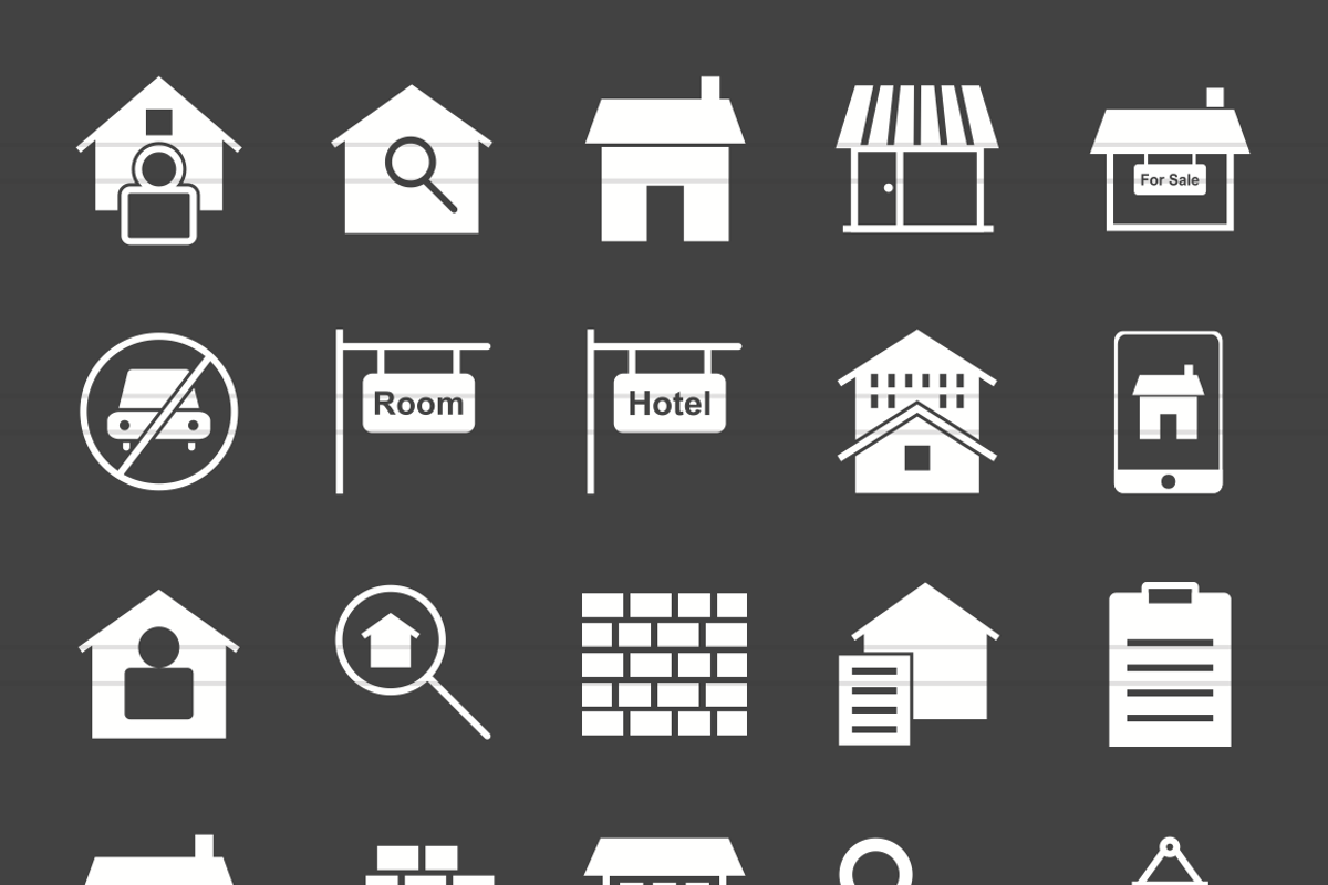 50 Housing Glyph Inverted Icons preview 2