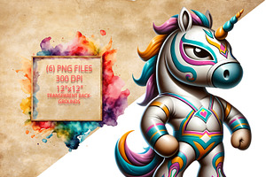 Luchador Unicorn Clipart Set