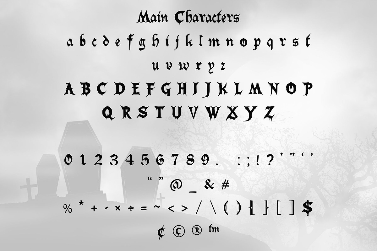 Ritual Multilingual Horror Font, a Serif Font by LunaCco Design (Photo 2 of 6)