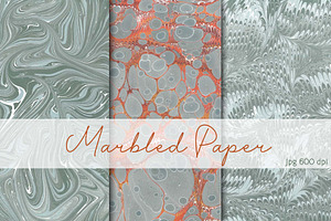 3 Hand Marbled Papers Snake