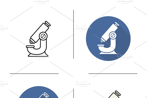 Microscope Icons. Vector