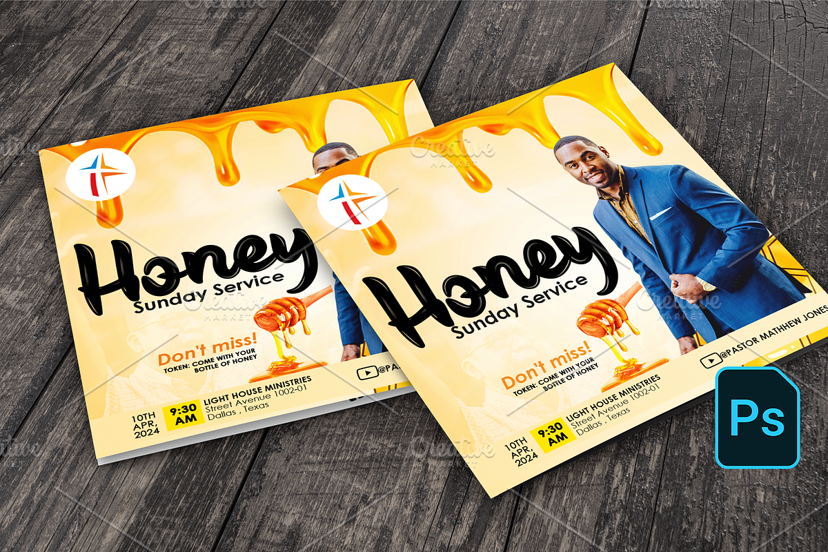 Honey Sunday Service Flyer, a Social Media Template by Transly Graphics