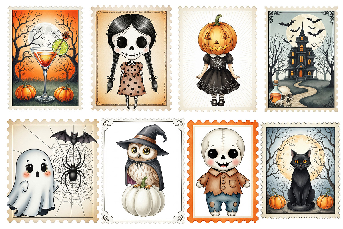 Halloween Postage Stamp Clipart, an Illustration by SinaCreation (Photo 2 of 5)