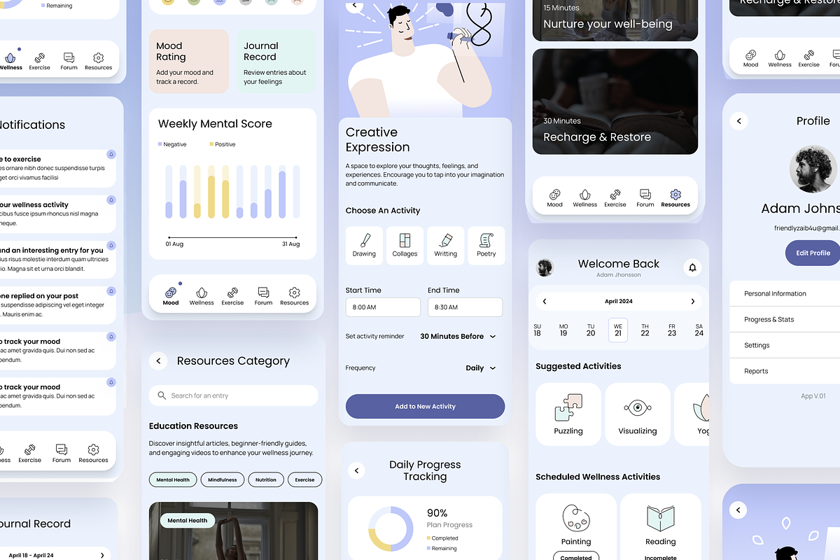 Mental Health & Fitness - UI Kit preview 3