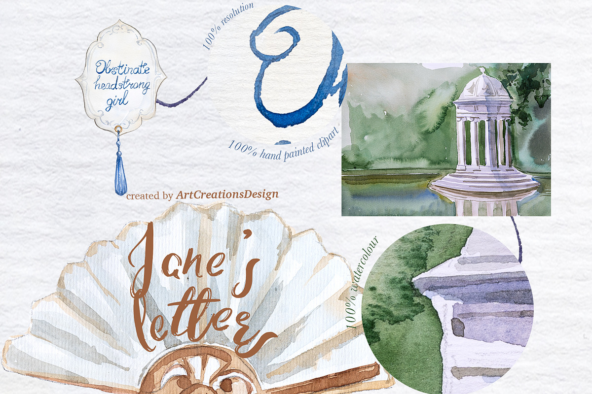 Jane's Letters: Hand Painted PNG, a Decorative Illustration by ArtCreationsDesign (Photo 10 of 11)