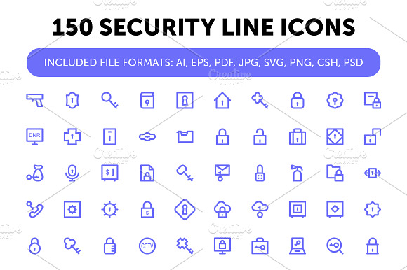 150 Security Line Icons
