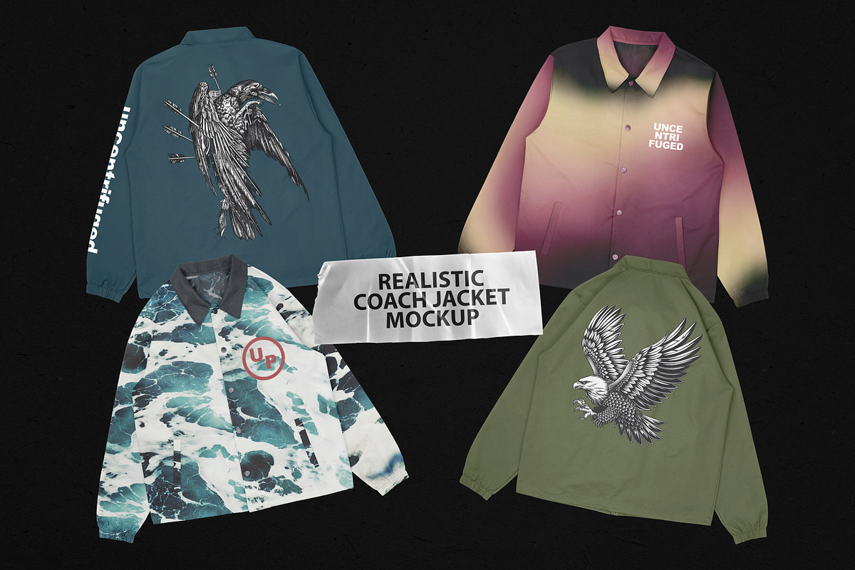 Realistic Coach Jacket Mockup, an Apparel Mockup by Uncentrifuged Pressure (Photo 1 of 8)