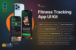 Fitness / Workout Tracker App UI Kit, an UI Kit Template by DesignBox