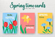 Set of spring cards with flowers, a Card Template by Tati_Kli (Thumbnail 1 of 5)