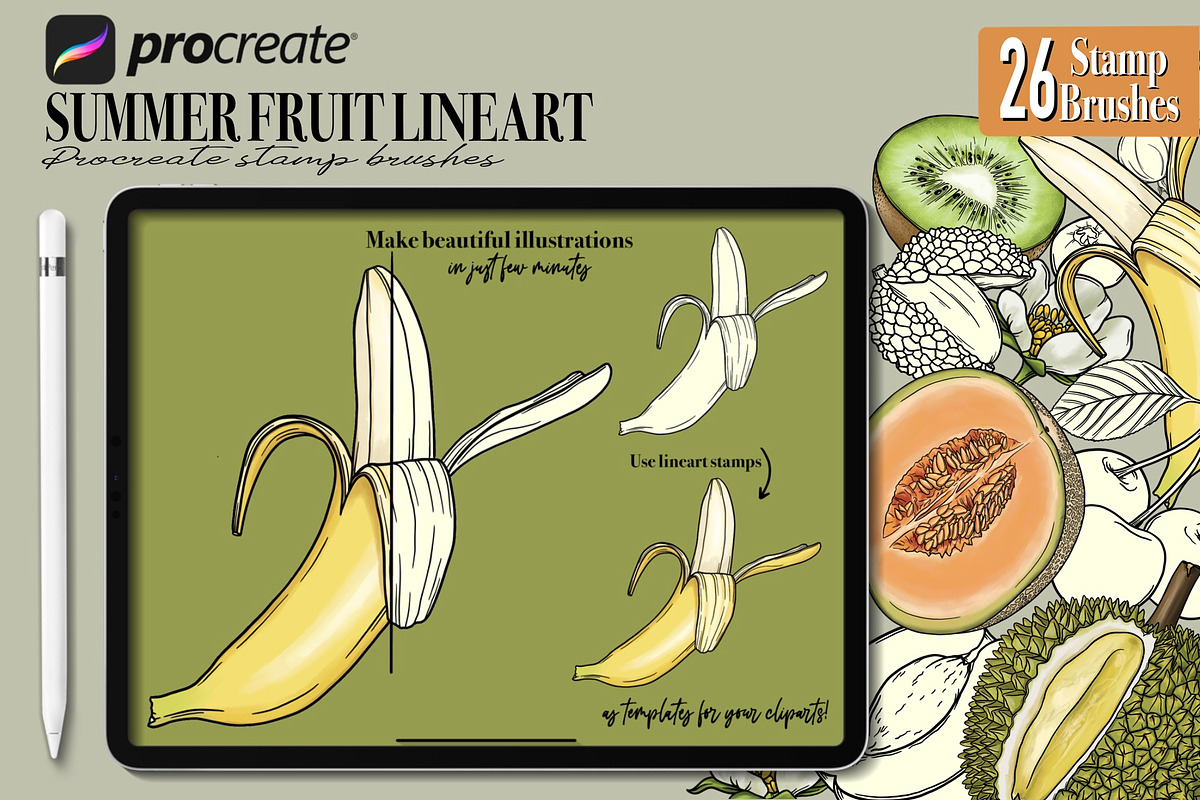 Procreate Summer Fruit Stamp Brushes, a Brush Add-On by PDknyStudio (Photo 5 of 6)