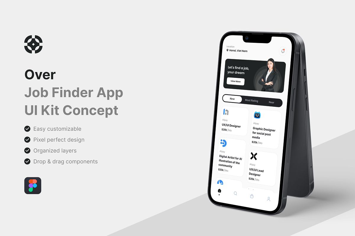 Over - Job Finder App UI Kit, an UI Kit Template by iDoodle Studio (Photo 1 of 4)