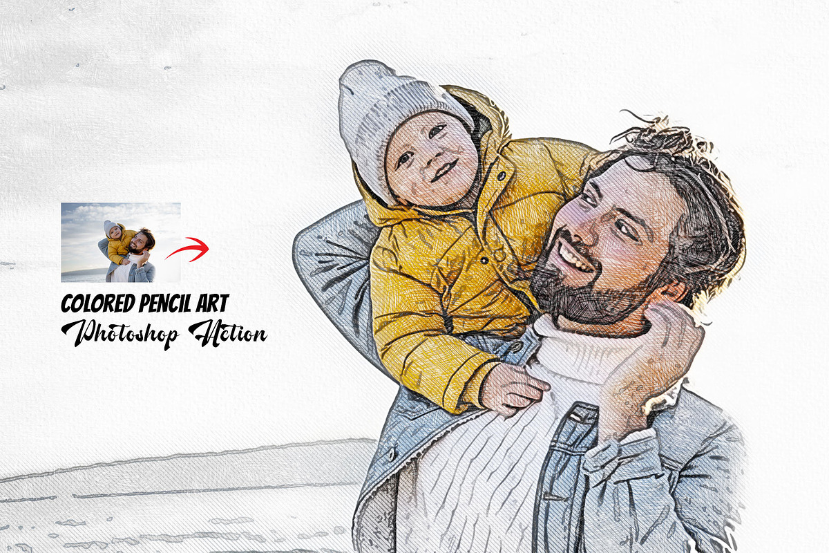 Colored Pencil Art Photoshop Action, an Action Add-On by Photoshop Action (Photo 1 of 10)