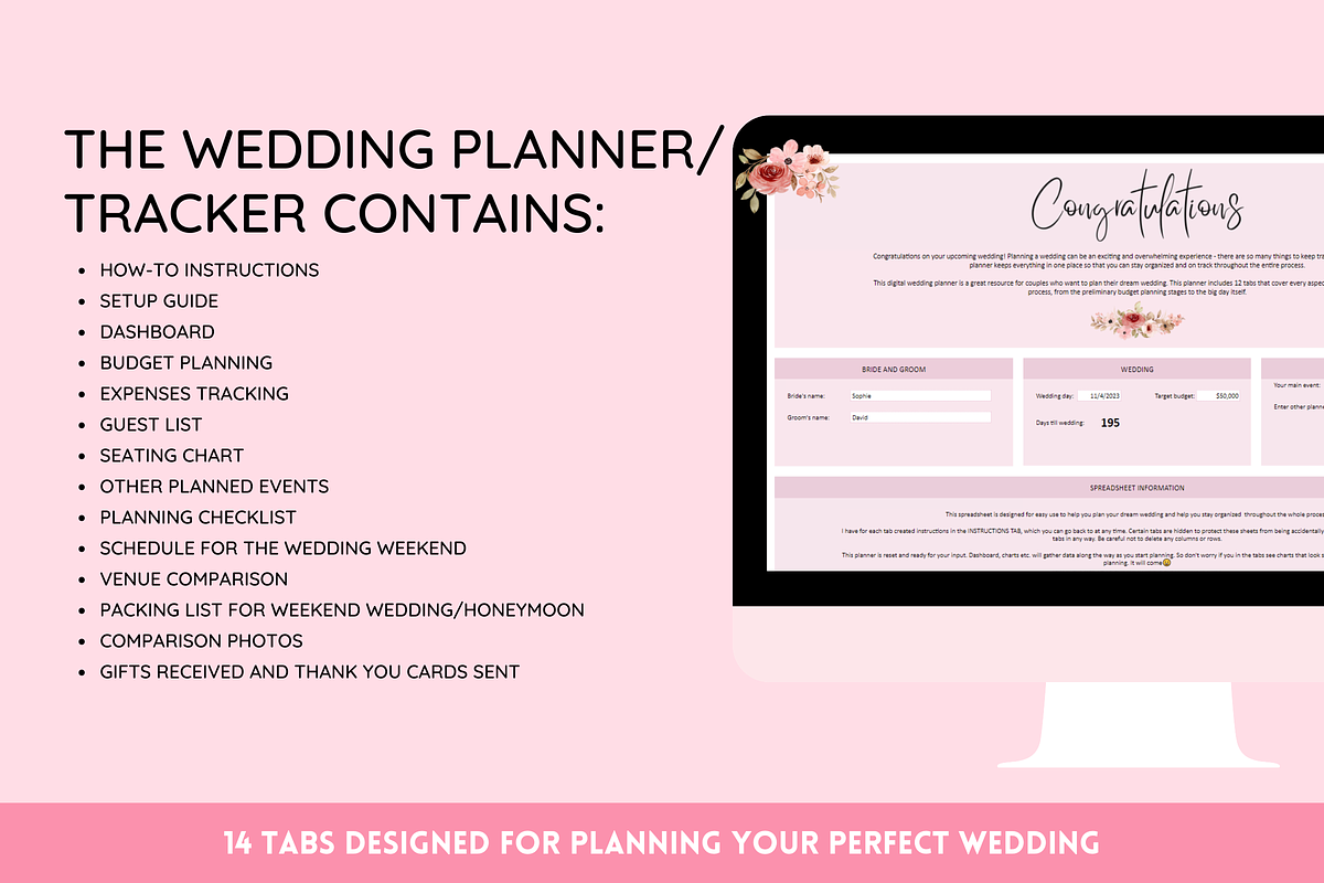 Wedding Planner Spreadsheet, a Templates & Theme by SunshineStudioBoutique (Photo 2 of 10)