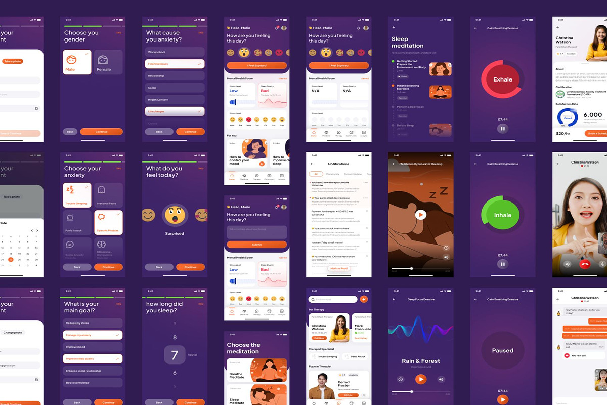 CalmDay Mental Health Tracker Mobile, an UI Kit Template by Lumina_ui_ux202 (Photo 9 of 10)