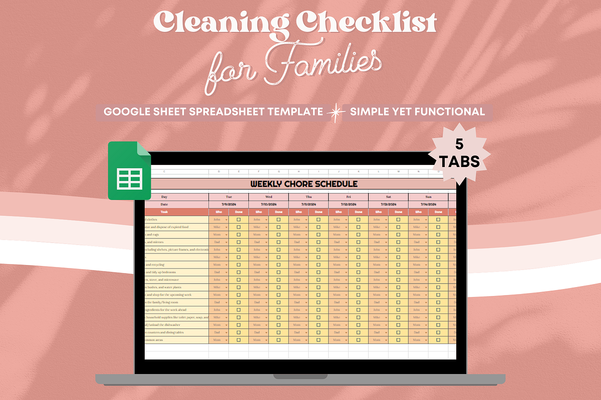 Cleaning Checklist for Families, a Templates & Theme by bellaROSEworkshop (Photo 3 of 10)