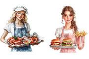 Waitress Watercolor Clipart, an Illustration by Craft Nest (Thumbnail 4 of 9)