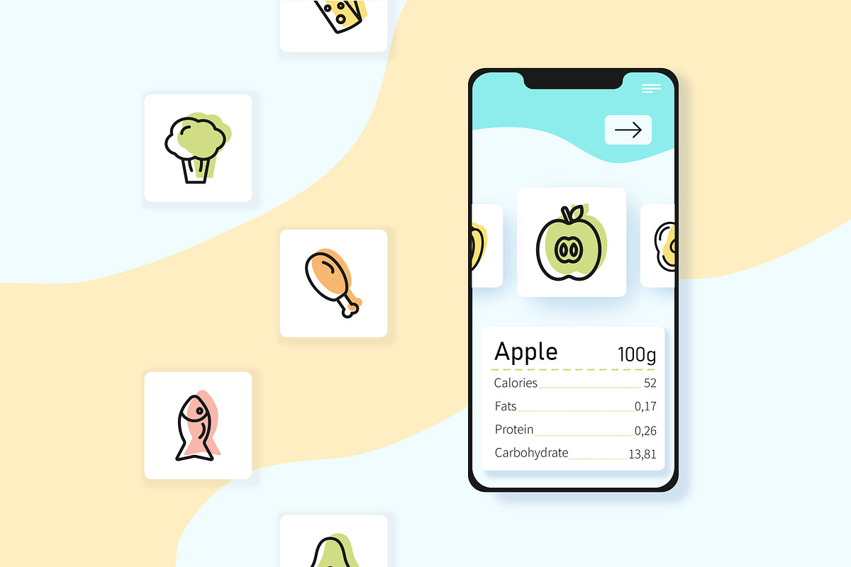 Food Line Icons / Healthy eating, an Outline Icon by Irina Avdeeva (Photo 3 of 4)