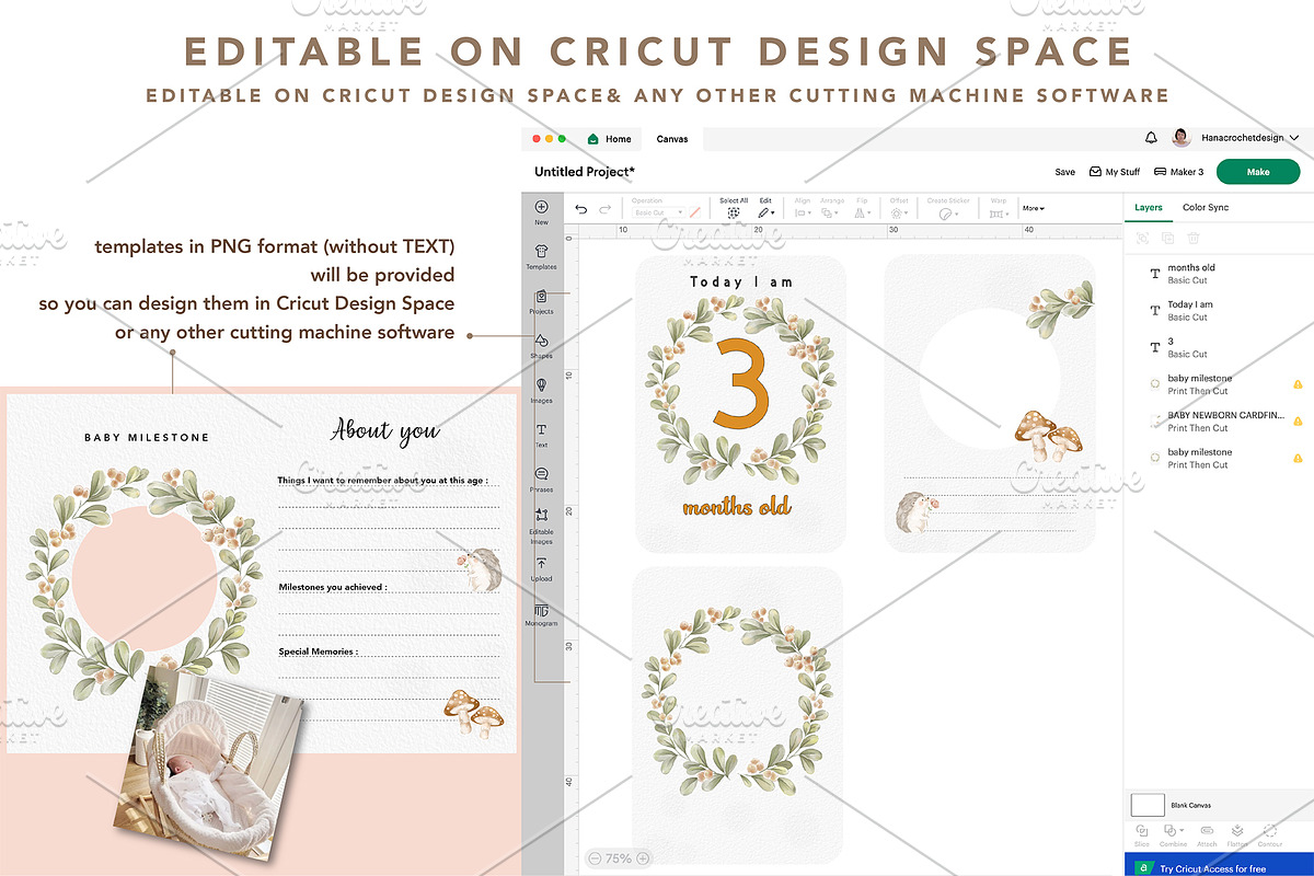 birth announcement editable template, a Card Template by hanacrochetdesign (Photo 8 of 8)