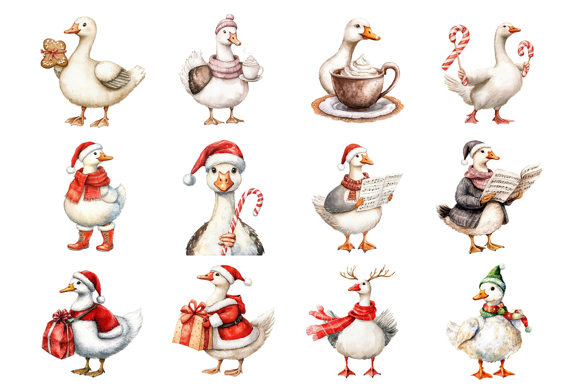 Funny Goose Christmas Clipart, an Illustration by Design Market (Photo 2 of 4)