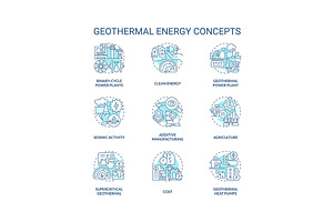 Geothermal energy blue concept icons, an Icon by IMG Visuals