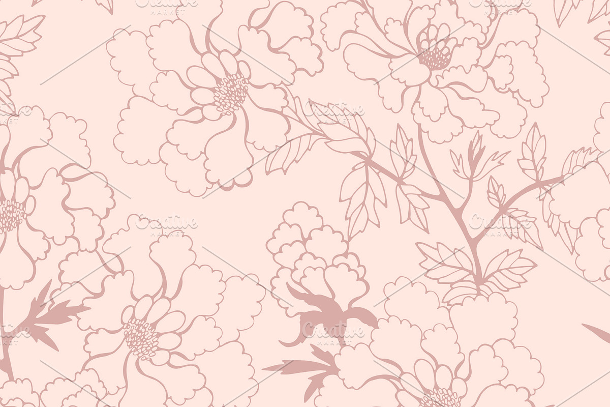 Peony flower pattern, a Pattern Graphic by Polanika (Photo 10 of 12)