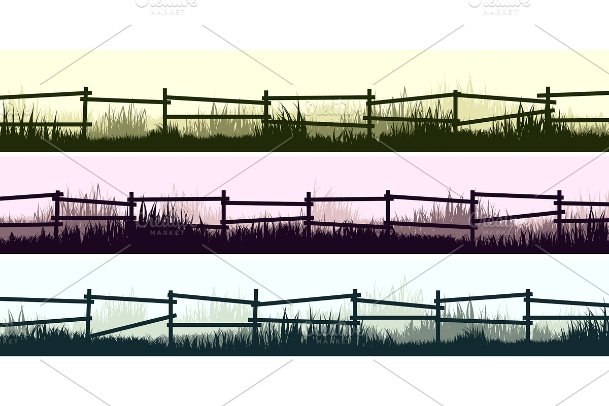 Meadow silhouettes with grass and, an Object Illustration by 32pixels