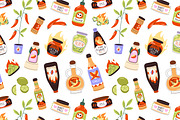 Spicy sauces set + seamless patterns, a Food Illustration by PaperTrident (Thumbnail 3 of 4)