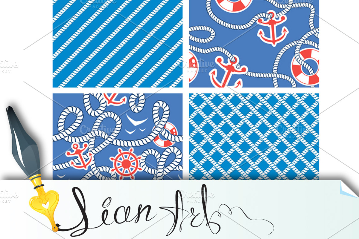 Set of Seamless nautical patterns